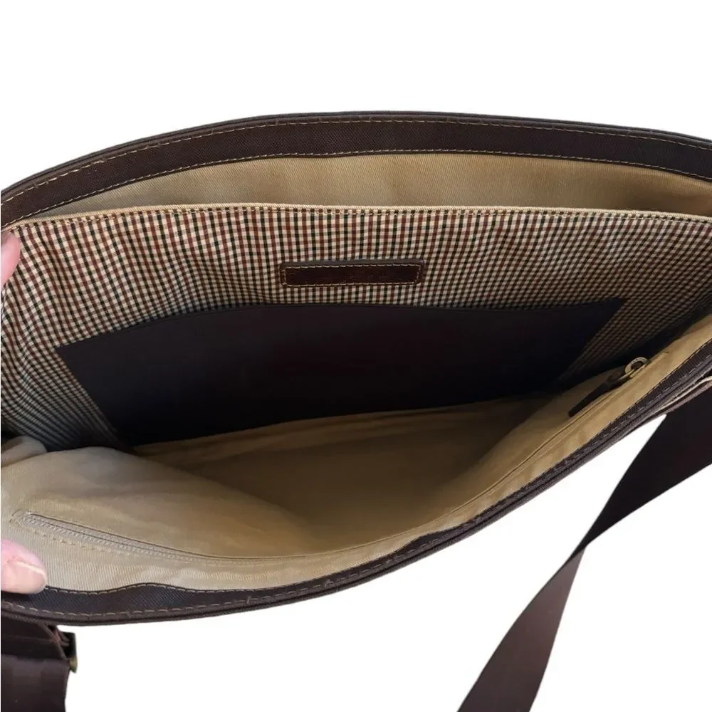 Boconi Brown Leather Laptop Bag w/RFID Pocket
